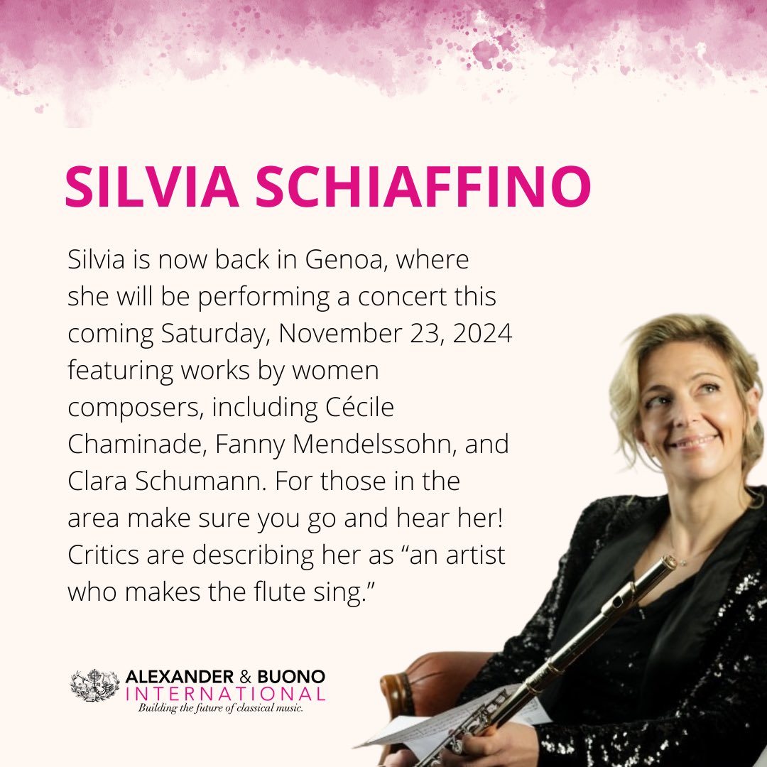 alexander_buono's tweet photo. Congratulations to Silvia Schiaffino, who made her Carnegie Hall debut as part of the ABC Gala Concert earlier this month.
#classicalmusic #flute #fluteconcert #genoa #italy #musicevents https://t.co/KQRDRYetJQ