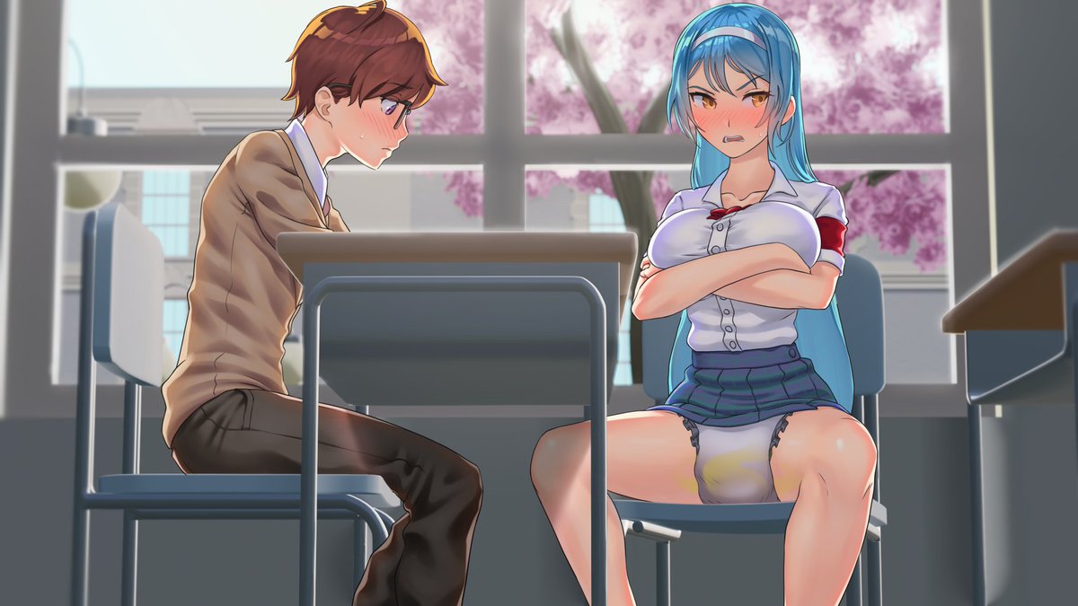 MessyStudios1's tweet photo. Continuing ep 4, protag ends up in a situation during class, forcing him and Heather to work together.. Or at least try to, despite both of them having other goals in mind~

~Art Credits: Marxe &amp; Ajose

#indiedev #indiegame #abdl #おむつ #エロゲ #diapers #visualnovel https://t.co/wXhQq44tSC
