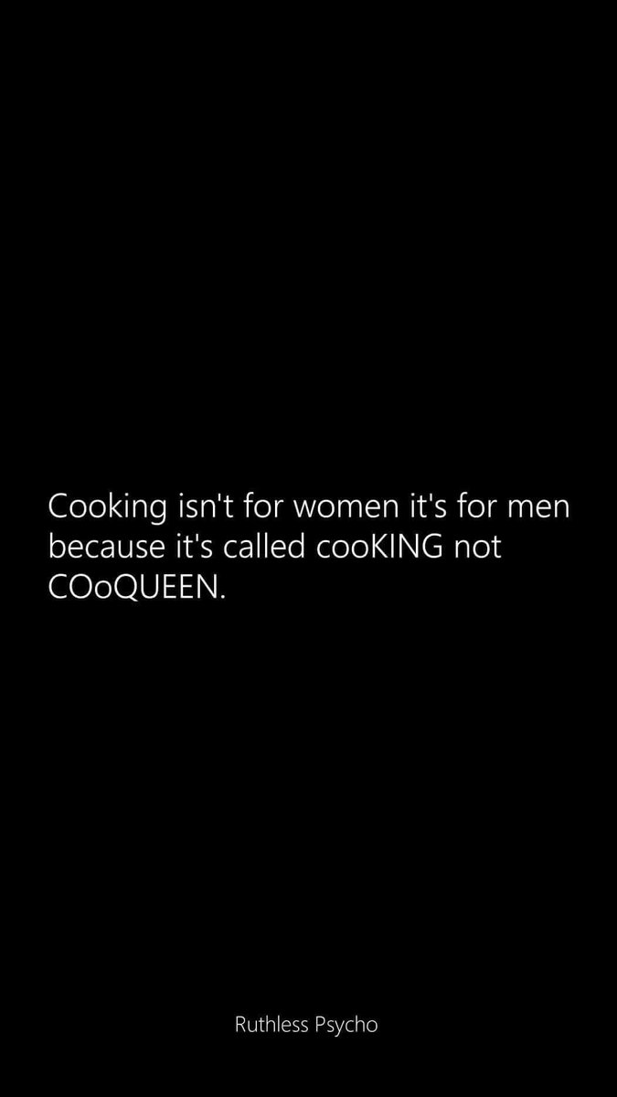 nackynice's tweet photo. Cooking is for men #LoL https://t.co/Sv2ZCr6oAt
