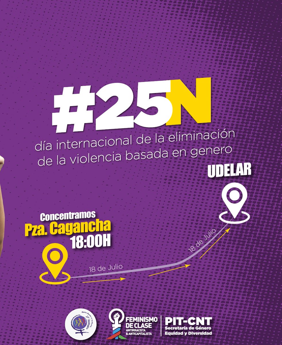 PITCNT1's tweet photo. #25N SON TIEMPOS DE LUCHA
Hacia el 25 de noviembre · Día Internacional de la Eliminación de la Violencia Basada en Género 

25/11 · 18h
Concentración en Plaza Cagancha https://t.co/qxNS9t4iaB