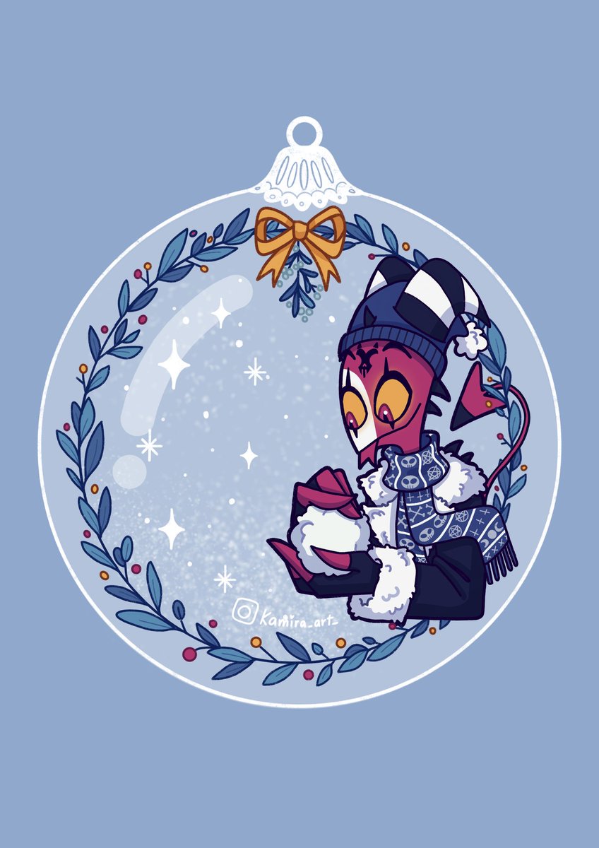 KamiraArt's tweet photo. Winter is near so it's time for some themed illustrations ❄️

#Blitz #stolas #stolitz #helluvaboss #HelluvaBossFanart
 #helluvabossmerch #sinsmas
 #christmas #christmasmerch
#snowglobe #christmasball https://t.co/25ZN2sa8Sz