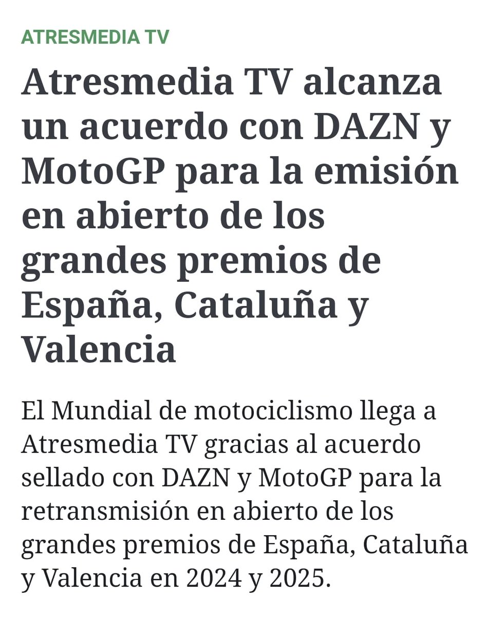 Este es el motivo por el que Jorge Martín no ha ido hoy a #LaRevuelta. No veais las motos por A3Mierda, podéis verlas por Eurosport Alemania.
Si se comportan como "Butanito" en los 80, le pagamos con la misma moneda.