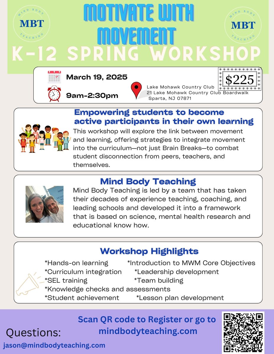 mindbodyteam's tweet photo. Our Fall "Motivate With Movement" workshop was a great success, receiving excellent feedback and generating strong demand. Due to this, we’re excited to offer a Spring session! 90% of attendees are "Highly Likely" to incorporate movement techniques in their classrooms. https://t.co/mVRWbRdPz6