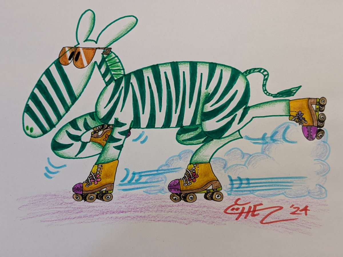 hunterfenton31's tweet photo. Green Zebra on Roller Skates (2024) π¦πΌ
#ChezToons #HunterFenton #Illustration #illustrationart #animals #animal #animalart #animaldrawings #animaldrawing #animalcartoons #animalcartoon https://t.co/tpPhMbvso4