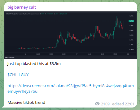 barneytheboi's tweet photo. $3.5m to $550m in 4 days on chill guy 

150x 

probably the best trade I will make in my entire life

god is great 

https://t.co/GBgB2025pa https://t.co/TTFBy9PQLq