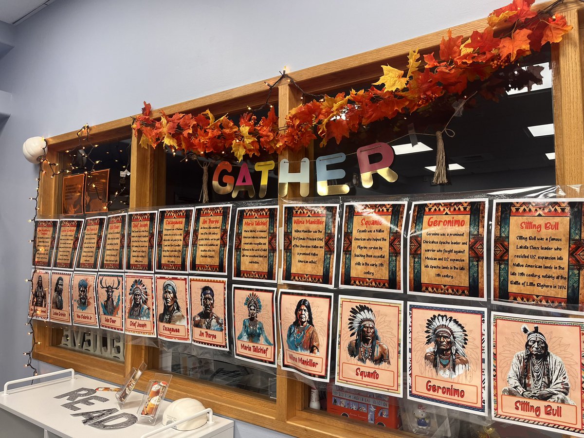 MrsSokhey's tweet photo. 🪶 This month, we’re celebrating Native American Heritage Month in the library! 🪶 
Let’s honor and learn from the diverse cultures and history that have shaped our world! #NativeAmericanHeritageMonth #GreatHappensHere24_25 @_CrystalMello @emeadowschools https://t.co/f3u208Tfk2