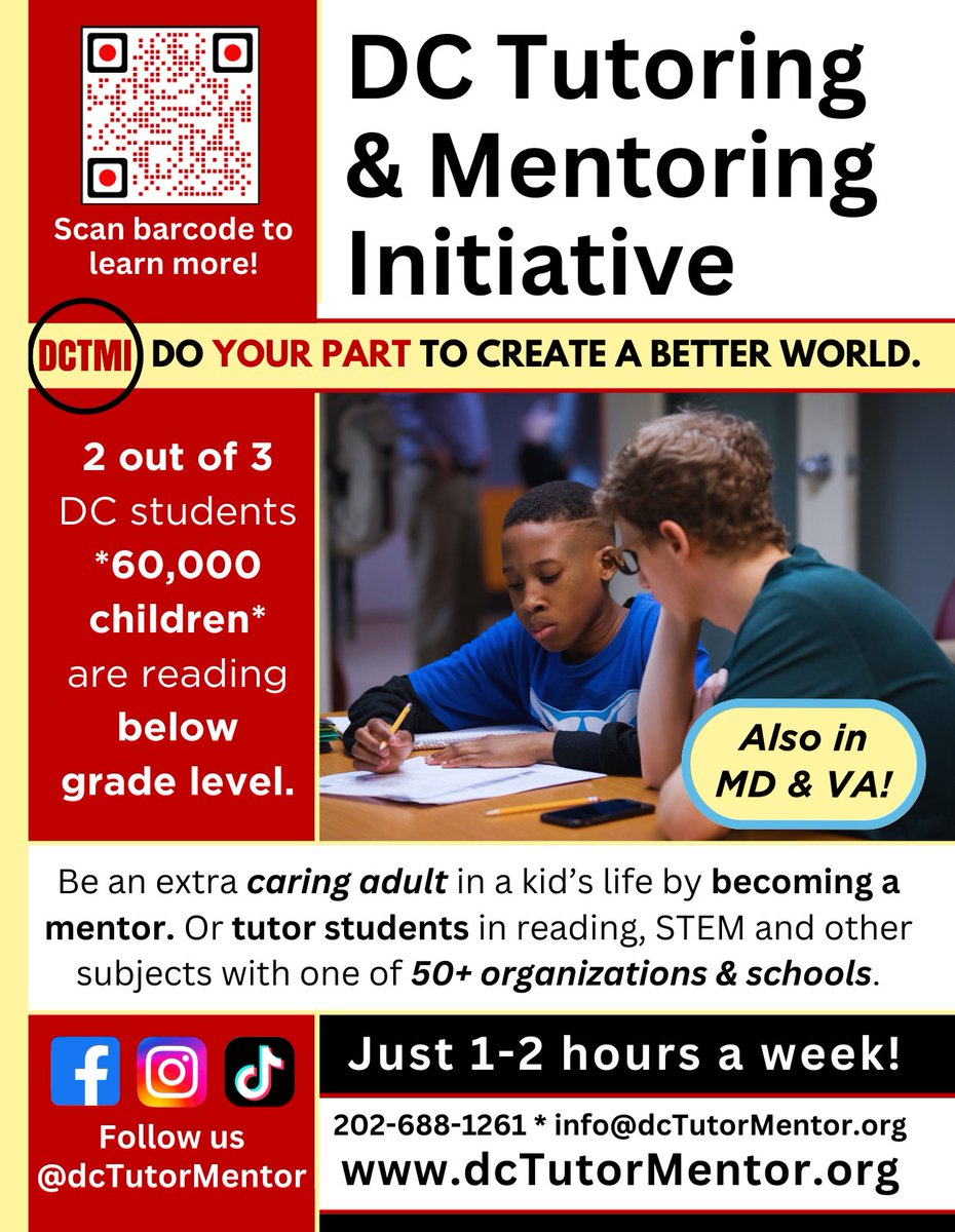 ThursdayNtwk's tweet image. 🌟 NDOE Spotlight: DCTMI 🌟

Since 2016, DCTMI has empowered D.C. students by addressing academic &amp;amp; non-academic needs. Aligned with NDOE&apos;s Pathway to Progress, they build sustainable volunteer networks &amp;amp; inspire growth.

Join: dctutormentor.org

#NDOE #PathwayToProgress