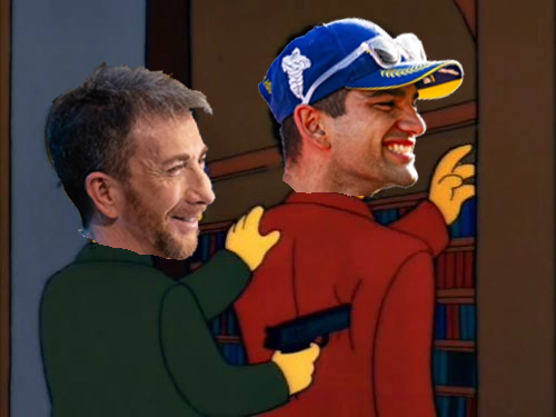 "Eso es. Ahora continúa sonriendo mientras acaricias a Barrancas".