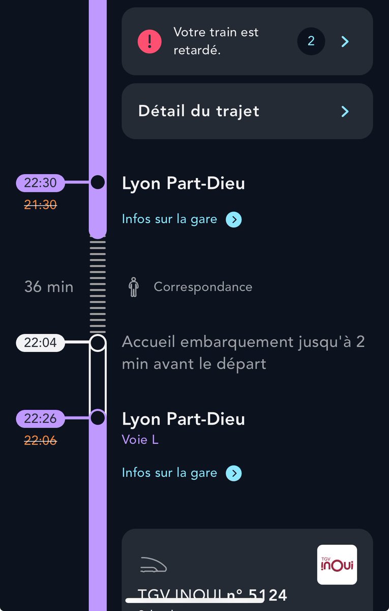 J’adore 😅! La magie selon ⁦<a href="/SNCFVoyageurs/">SNCF Voyageurs</a>⁩.
L’appli ⁦<a href="/SNCFConnect/">SNCF Connect</a>⁩ annonce un départ correspondance avant mon arrivée sur place! Un mail me «conseille» de prendre un train retardé de 3h50! Et le contrôleur, génial, avait annoncé une heure de départ passée depuis 2h!