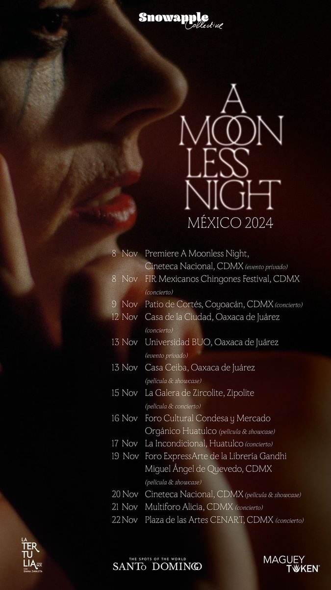LaTertuliaMx_'s tweet photo. 👩🏼‍🎤🎶Ya estamos en la última fase de conciertos y proyecciones de este maravilloso #Tour2024 con @SnowappleNL!!! #ViveLaExperiencia #AMoonlessNight 🎞️❤️‍🔥
▶️ https://t.co/MQUoay9jKd

#LaTertuliaINVITA #Concierto #película #Oaxaca #México #music #SnowappleCollective @CasaSnowappleMx https://t.co/bzvOVjYLrI