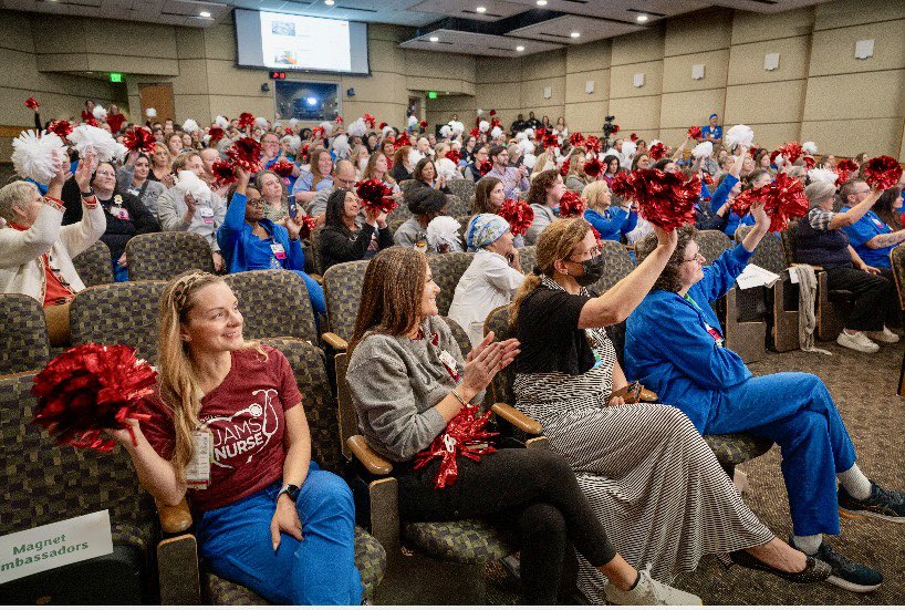 drcampatterson's tweet photo. Proud to tell UA System Board of Trustees that @UAMSHealth is only the 5th AR hospital designated a #MagnetHospital by the American Nurses Credentialing Center, signifying our commitment to #NursingExcellence, and #Patient Care. #UAMSNursesRock https://t.co/IGlyBqGxXK
