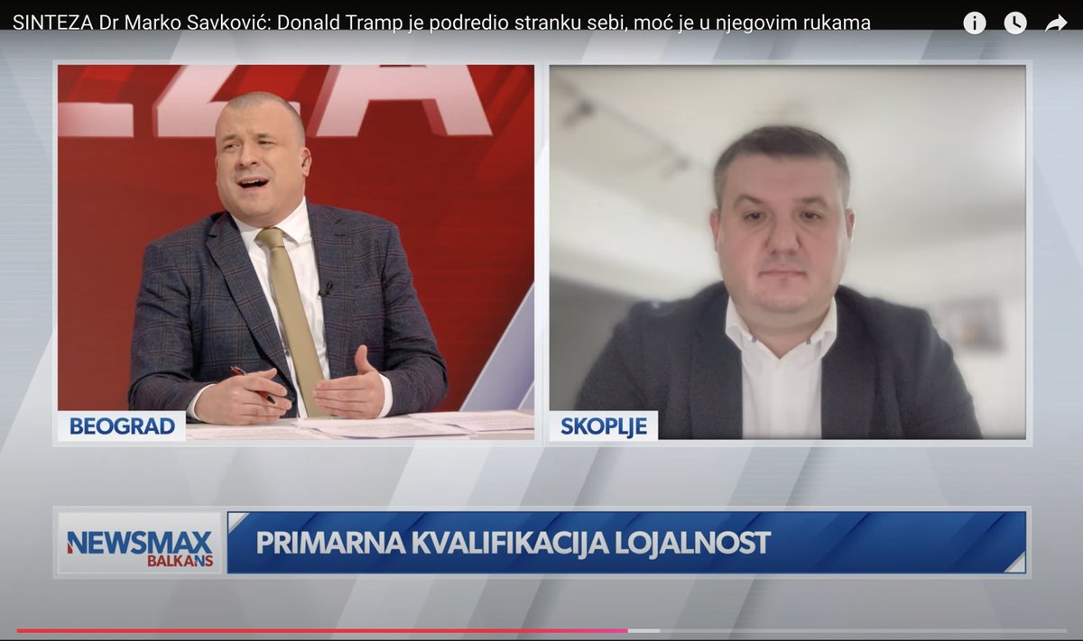 Кои се првите луѓе од администрацијата на американскиот претседател Доналд Трамп, што тие значат за домашната и надворешна политика на САД и какви ќе се рефлексиите врз светот и Балканот говорам во емисијата "Синтеза"  емитуван на <a href="/NEWSMAX/">NEWSMAX</a>
Линк - youtube.com/watch?v=hL0BKL…
