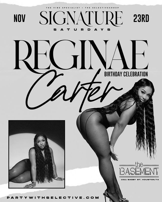 ReginaexSerena's tweet photo. Houston Reginae Will Be Celebrating Her Pre-birthday Turn Up With You All! 

Meet Her At The Basement This Saturday 11/23 And Be Ready To Show Her And Her Friends A Good Time 

#Naevember 🎉 https://t.co/KiLnIMCr6x
