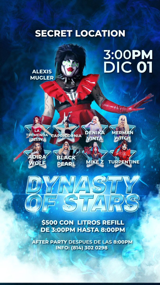 DragsNoti's tweet photo. MONTERREY
Este 01 de Diciembre llega @AlexisMvgler al Dynasty of Stars 

Hora: 3:00pm  
Cover: $500 con litros refill de 3:00pm a 8:00pm

Más información y venta de boletos en:
https://t.co/E3KKw68p2L https://t.co/mZ65a91lNq
