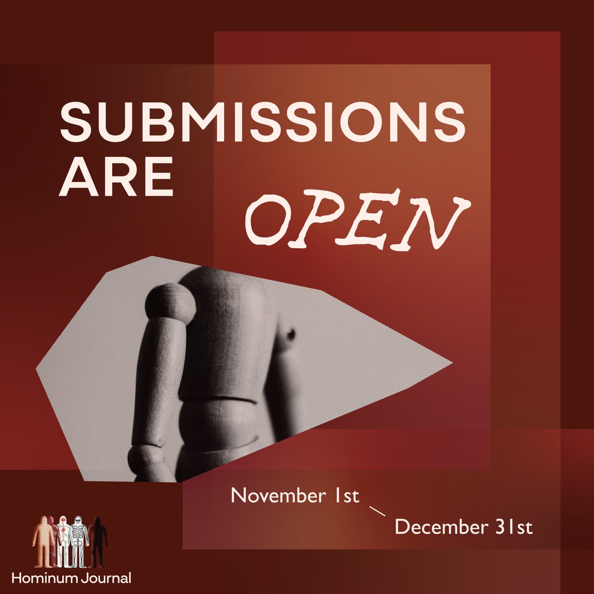 HominumJournal's tweet photo. Submissions are open till the end of December! Submit via our form on our website. https://t.co/W1WOx7hqWx
