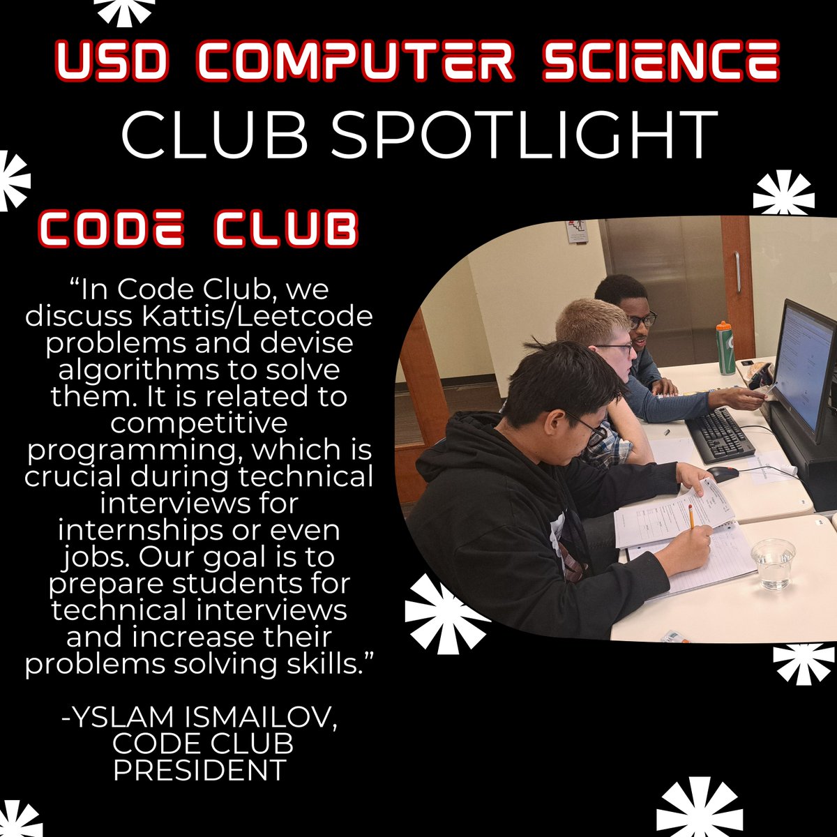 For our first Club Spotlight: Code Club! Join now! 💻 #usdcompsci #usdcodeclub