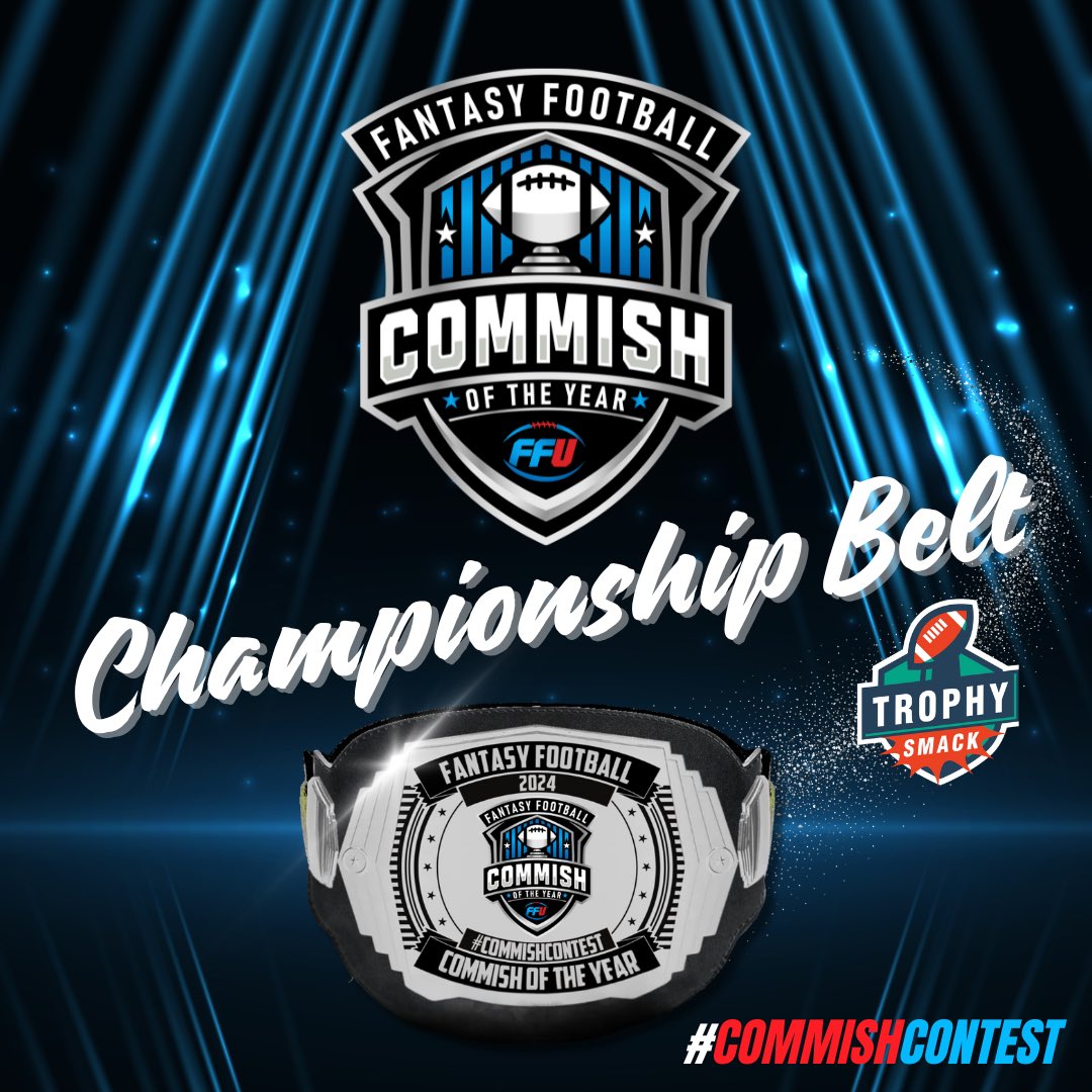 DrKJMurray's tweet photo. I’m thrilled with the prize package for the @FFUnlimited #CommishContest!
Beyond the glory itself of the “Commish of the Year” title, this incredible Championship Belt from @TrophSmack will be a true honor to display! 🧵
The nomination form can be found here…
https://t.co/qFlw6iK1Zb