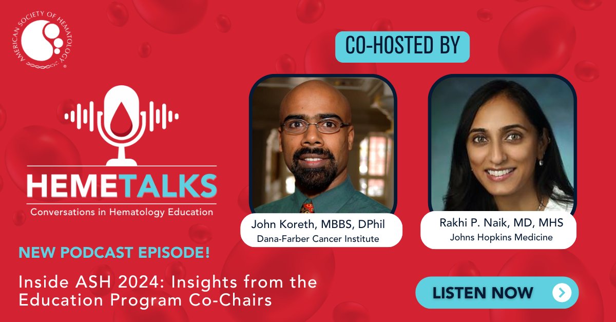 ASH (@ash_hematology) on Twitter photo 🎧 New Episode! "Inside ASH 2024: Insights from the Education Program Co-Chairs”
Join the #ASH24 Education Program Co-Chairs Drs. Koreth and Naik to explore the planning process and strategic goals that shaped the program!
🔗 ow.ly/qY9e50Uc6x3 #MedTwitter <a href="/redcell_doc/">Rakhi Naik, MD MHS</a> 🎧 New Episode! "Inside ASH 2024: Insights from the Education Program Co-Chairs”
Join the #ASH24 Education Program Co-Chairs Drs. Koreth and Naik to explore the planning process and strategic goals that shaped the program!
🔗 ow.ly/qY9e50Uc6x3 #MedTwitter <a href="/redcell_doc/">Rakhi Naik, MD MHS</a>