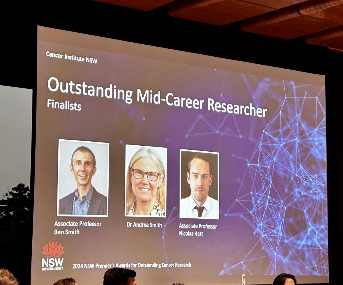A/Prof Ben Smith @bensmithphd.bsky.social (@cancer_k2a) on Twitter photo Great to catch up with so many awesome colleagues & friends at the <a href="/cancerNSW/">Cancer Institute NSW</a> Premiers Awards for Outstanding #CancerResearch last night & an honour to be a finalist for the #MCR award along with #SurvOnc ✨ <a href="/DrAndreaLSmith/">Dr Andrea Smith</a> & <a href="/DrNicolasHart/">Nicolas Hart</a>
❤️the NSW cancer research community🥂 Great to catch up with so many awesome colleagues & friends at the <a href="/cancerNSW/">Cancer Institute NSW</a> Premiers Awards for Outstanding #CancerResearch last night & an honour to be a finalist for the #MCR award along with #SurvOnc ✨ <a href="/DrAndreaLSmith/">Dr Andrea Smith</a> & <a href="/DrNicolasHart/">Nicolas Hart</a>
❤️the NSW cancer research community🥂