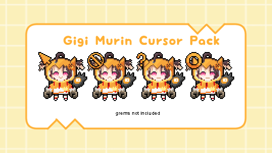 MalcolmChannel's tweet photo. I made a Gigi Murin cursor set! It's 16 (slightly) animated cursors.
#rkggk #pixelart 

Download Link: https://t.co/QzGoChZPSm https://t.co/W4deJiNKCw