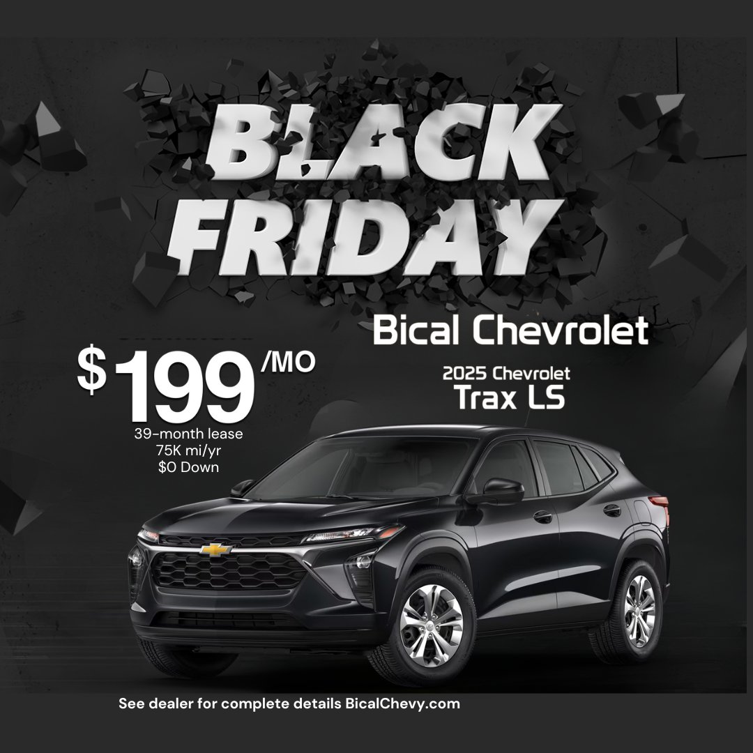 bical_chevrolet's tweet photo. 🚨 Black Friday Deal Alert! 🚨 Drive home in the 2025 Chevy Trax LS FWD for just $199/mo! This incredible ride comes packed with everything essential🌐 https://t.co/OZiJ15VMD1📞 (516) 285-6500 https://t.co/DQkl61wN9v