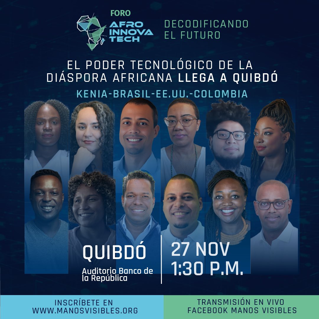 🌍El poder tecnológico de la diáspora llega a Quibdó 

¿Ya te registraste para el Foro Afroinnova Tech: Decodificando el Futuro?
🎙️ Conferencias y paneles con 12 líderes tecnológicos de la diáspora africana.

👉 Inscríbete en el enlace forms.gle/oTAYSiL4GJd1yv…