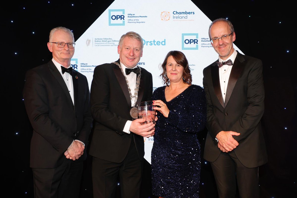 Chambers Ireland (@chambersireland) on Twitter photo Next up is the 'Urban Revival' category.
Huge congratulations to the winners <a href="/WaterfordCounci/">Waterford City & County Council</a> who have been awarded for reviving urban living by reducing property vacancy & dereliction in Waterford👏 #ELGawards24
Thanks to sponsors <a href="/PlanningReg/">Office of the Planning Regulator</a> Next up is the 'Urban Revival' category.
Huge congratulations to the winners <a href="/WaterfordCounci/">Waterford City & County Council</a> who have been awarded for reviving urban living by reducing property vacancy & dereliction in Waterford👏 #ELGawards24
Thanks to sponsors <a href="/PlanningReg/">Office of the Planning Regulator</a>