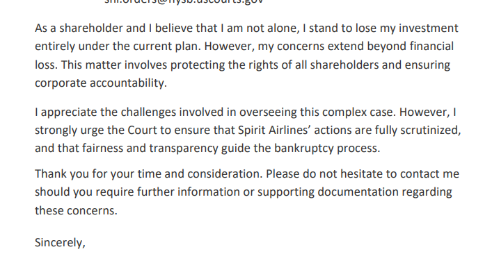 PlatnumSparkles's tweet photo. $SAVEQ shareholders trying to object to the ch11 plan that will cancel their shares https://t.co/zObmb2zc4m
