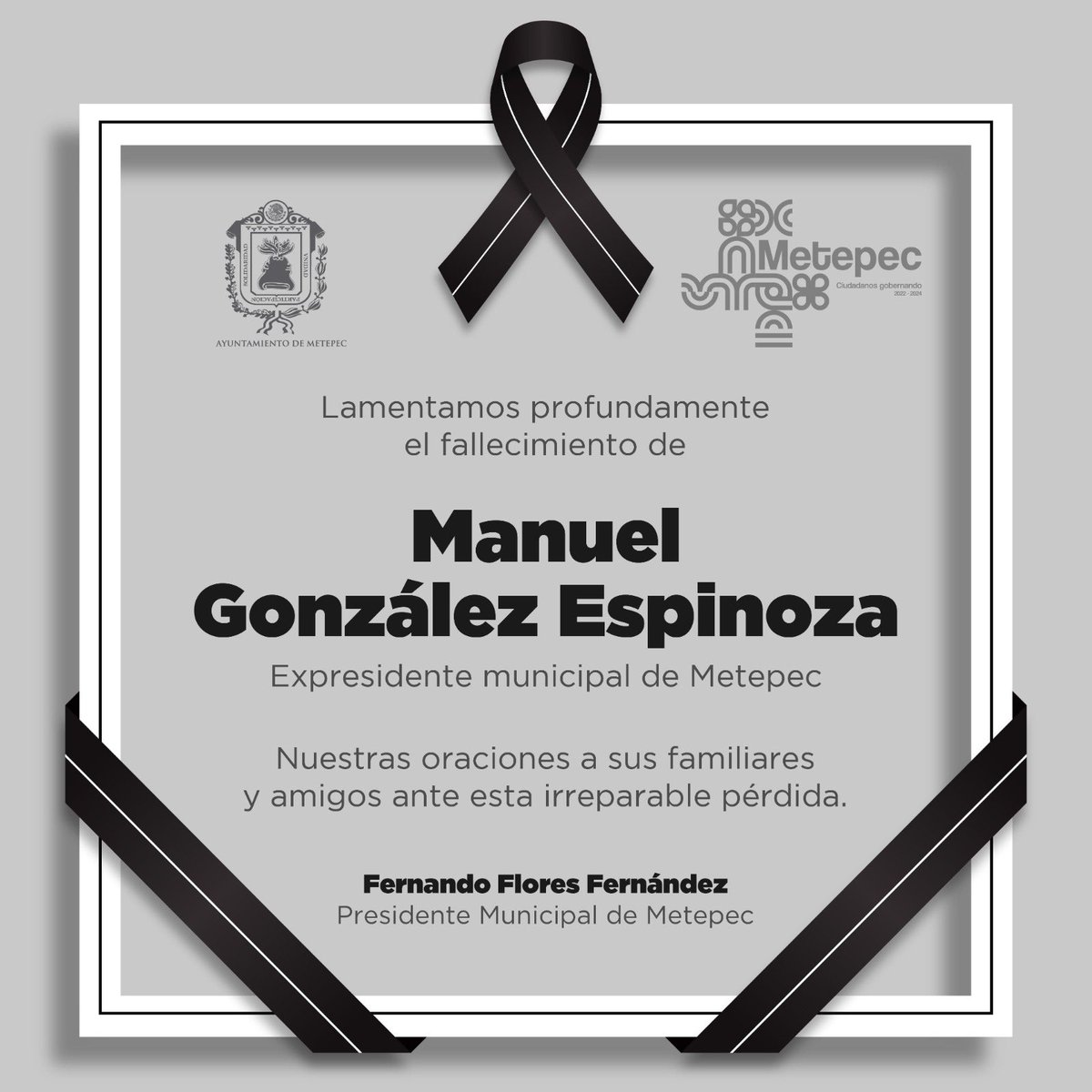 MetepecGobierno's tweet photo. Descanse en paz. https://t.co/FTNyIwEKrG