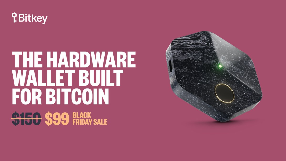 This Black Friday, bring your Bitcoin home with Bitkey. Designed for  seamless self-custody, our hardware wallet built for Bitcoin is now $99  (34% off). Sale ends 12/2. Secure yours today: https://t.co/OiuafdKLi2