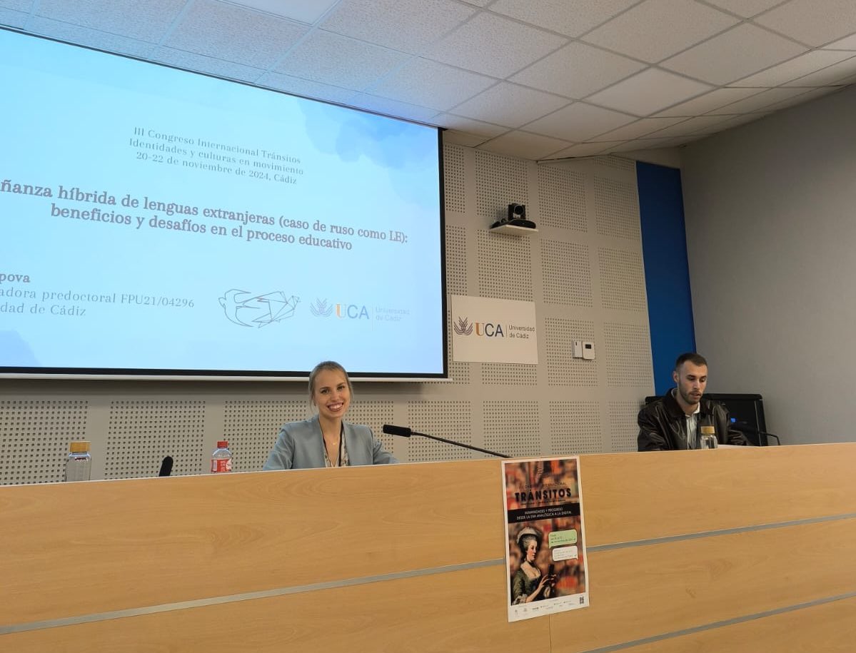 _PopovaOlga's tweet photo. Me ha hecho mucha ilusión presentar mi ponencia en @transitos2024, en casa y en una mesa moderada por @davidp238_ 

Este estudio es el resultado de mi trabajo como profesora de ruso en el Centro Superior de Lenguas Modernas de la UCA https://t.co/cWVZkc4eCD