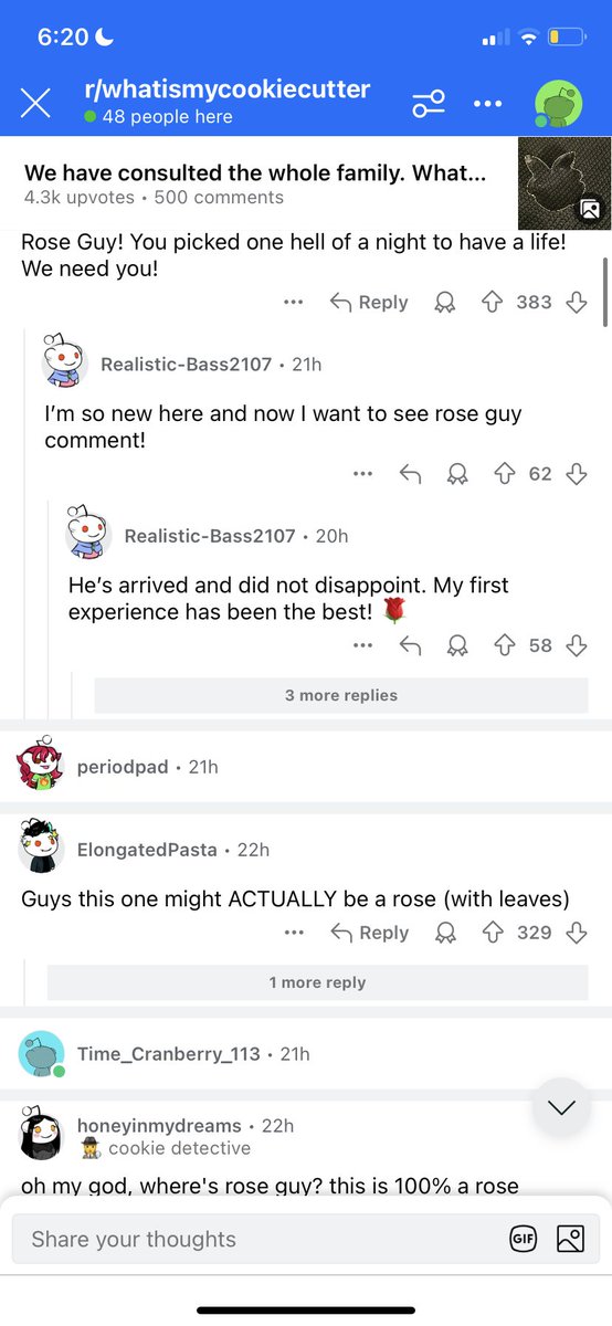 NONBlNARY's tweet photo. found out that r/whatismycookiecutter apparently has a famous regular user called “rose guy” today. seems like a pretty big deal. https://t.co/vcFE3vdJVM