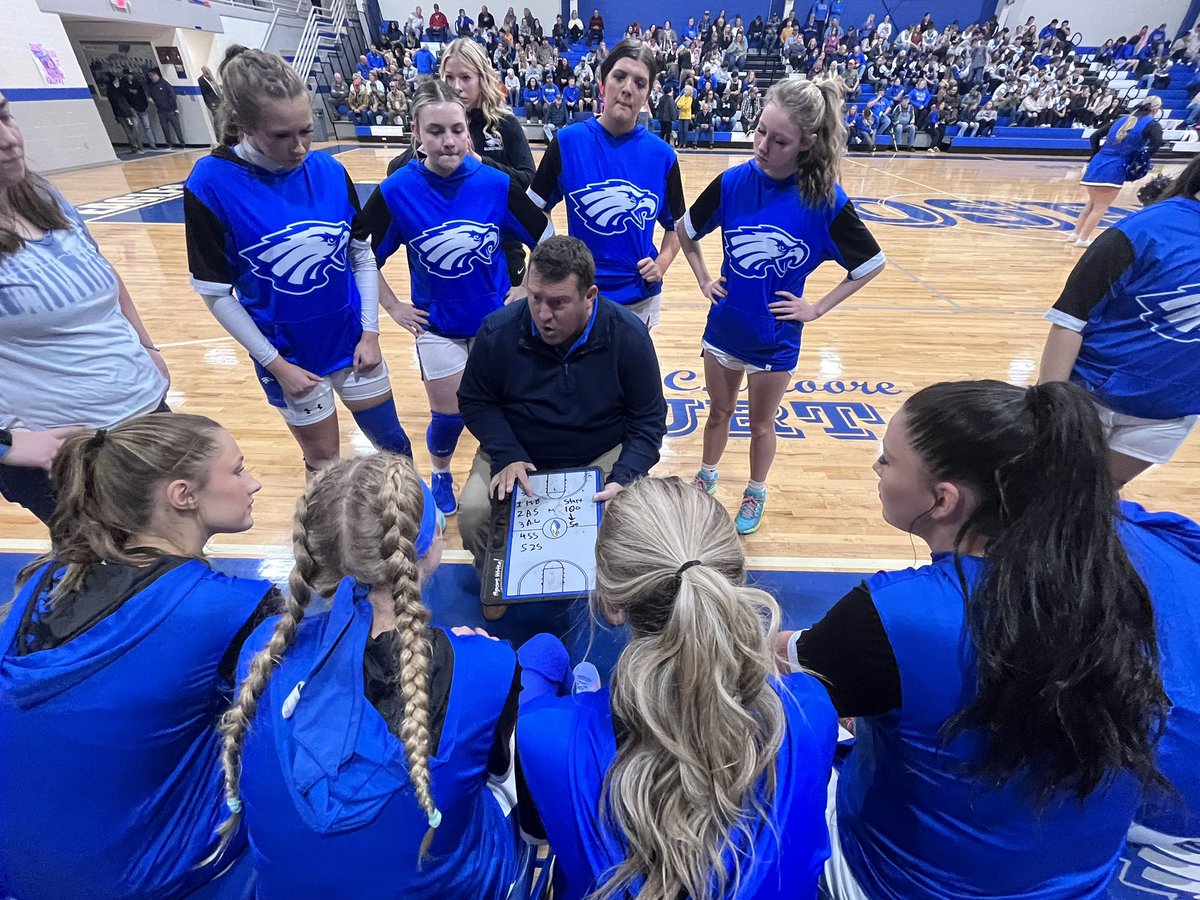 Year 8 under <a href="/codylowe88/">Cody Lowe</a> starting right now for <a href="/BbCosby/">Cosby Lady Eagles BB</a>.

Three freshmen are in the starting lineup for the Lady Eagles.

Some wisdom from Lowe for his freshmen before the spotlight comes on for tonight’s intros: “That nervous feeling you’ve got in your stomach right now? That’s