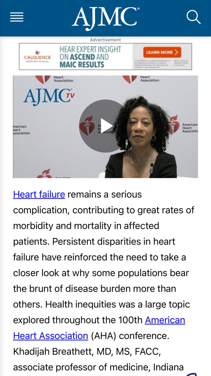 Khadijah Breathett, MD, MS, FACC, FAHA, FHFSA (@kbreathettmd) on Twitter photo Thanks <a href="/AJMC_Journal/">AJMC</a> for the interview at <a href="/AHAScience/">AHA Science</a>  here’s to the next 100 years!
#community #equity #implementation #quality 
ajmc.com/view/community… Thanks <a href="/AJMC_Journal/">AJMC</a> for the interview at <a href="/AHAScience/">AHA Science</a>  here’s to the next 100 years!
#community #equity #implementation #quality 
ajmc.com/view/community…