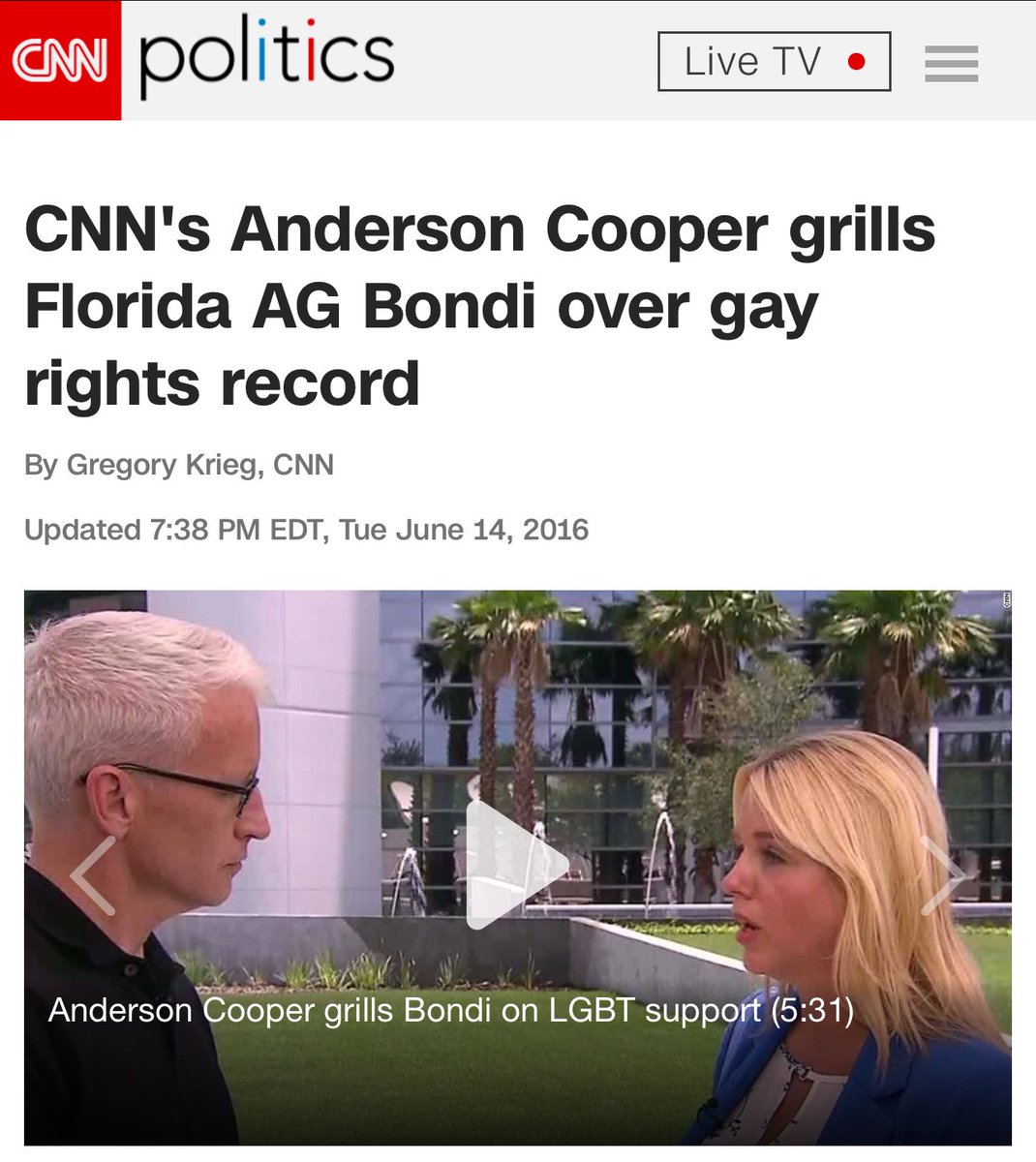 Two days after my best friends and 47 others were murdered at Pulse Nightclub, Pam Bondi tried to paint herself as a friend to the community. 

She hoped we’d forget that, just TWO years earlier, she said our freedom to marry would cause “significant public harm.” We didn’t.