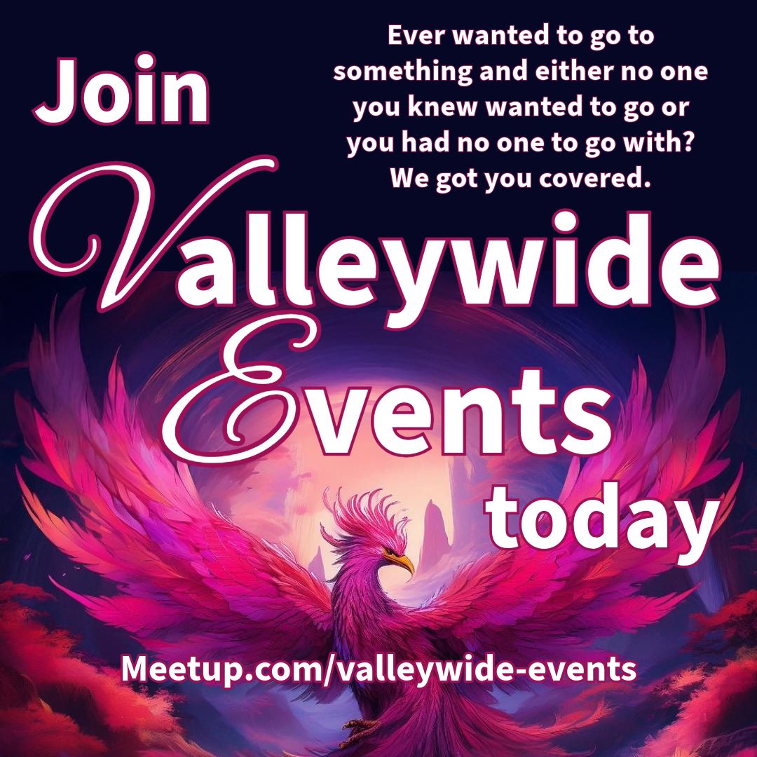 VwideEvents's tweet image. Ever wanted to go to something and either no one you knew wanted to go or you had no one to go with? We got you covered.
Join Valleywide Events today!
Just $10 a month! (after a two-week trial period)
Meetup.com/Valleywide-Eve…
#phx