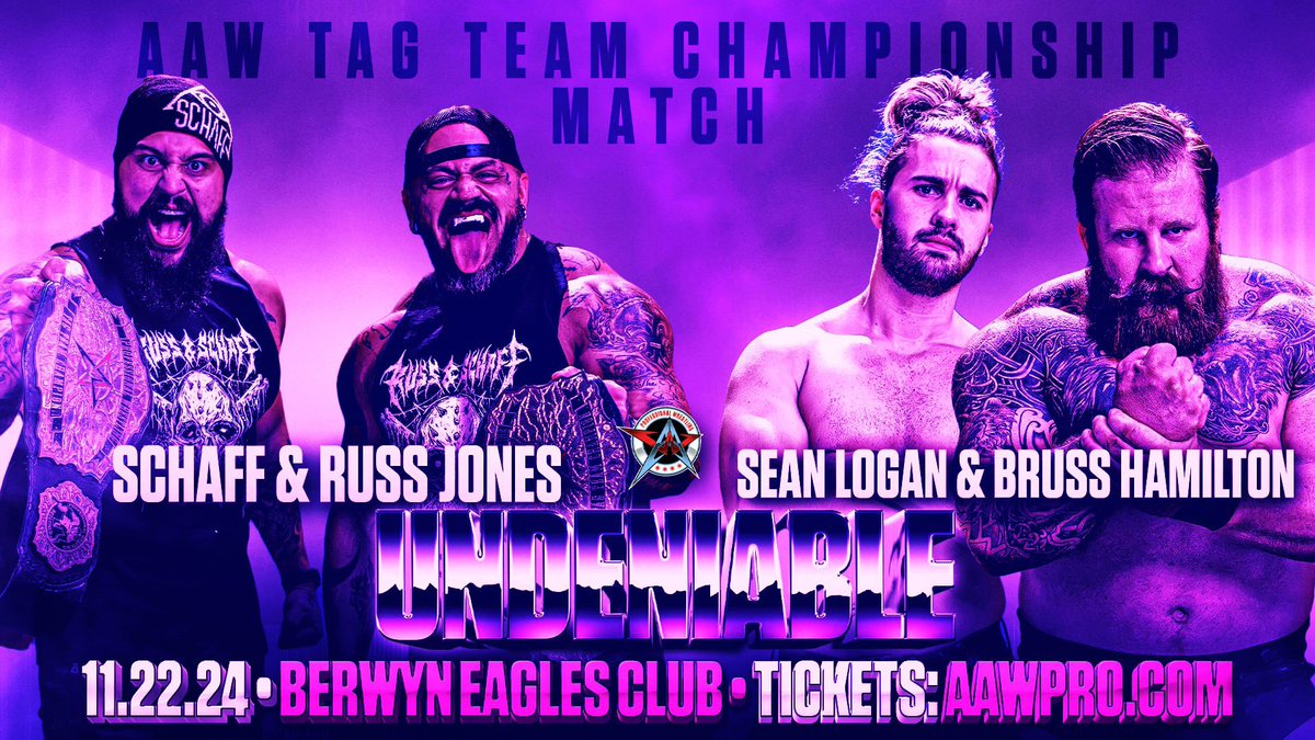 AAWPro's tweet photo. Tomorrow Night!!!
AAW Tag Team Championship Match
#SCHAFF @NewAgeRampage vs. @sabotagesean @BrussHamiltonGB w/ @JohnEBravo1st
Berwyn Eagles Club
Berwyn, IL
Limited tickets at https://t.co/9glYmjyLEs
Live on @HighspotsWN https://t.co/b9bwIMx8SO