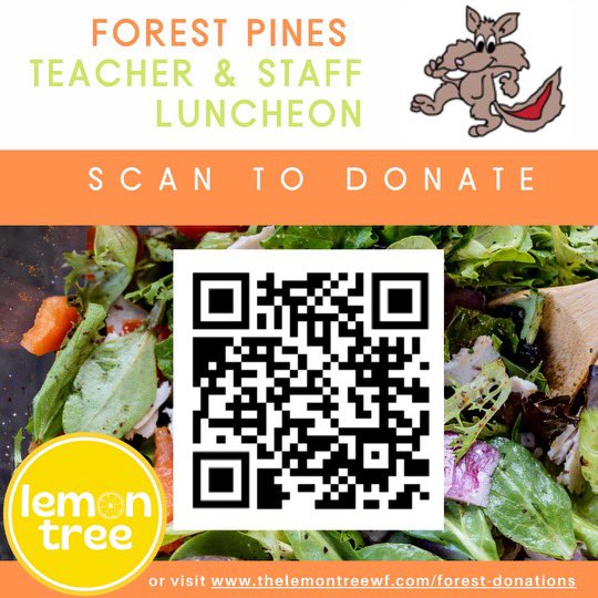 Forest Pines Drive PTA (@forestpinespta) on Twitter photo We are collecting monetary donations for a <a href="/FPDES/">Forest Pines Drive</a> staff luncheon until December 16th!
Anything is appreciated! ❤️
Please scan the QR code or enter the website
thelemontreewf.com/forest-donatio… We are collecting monetary donations for a <a href="/FPDES/">Forest Pines Drive</a> staff luncheon until December 16th!
Anything is appreciated! ❤️
Please scan the QR code or enter the website
thelemontreewf.com/forest-donatio…