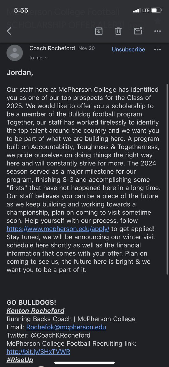 jordan wandick (@jordanwandick) on Twitter photo I am blessed to receive an offer from McPerson college! I want to thank God and my family for getting me where I am and thank you for this opportunity <a href="/CoachKRocheford/">Kenton Rocheford</a> <a href="/MACBulldogsFB/">McPherson Football</a>.
<a href="/PrepRedzoneIL/">Prep Redzone Illinois</a> <a href="/EDGYTIM/">Timothy “EDGYTIM” OHalloran</a> <a href="/DeepDishFB/">DEEP DISH FOOTBALL</a> I am blessed to receive an offer from McPerson college! I want to thank God and my family for getting me where I am and thank you for this opportunity <a href="/CoachKRocheford/">Kenton Rocheford</a> <a href="/MACBulldogsFB/">McPherson Football</a>.
<a href="/PrepRedzoneIL/">Prep Redzone Illinois</a> <a href="/EDGYTIM/">Timothy “EDGYTIM” OHalloran</a> <a href="/DeepDishFB/">DEEP DISH FOOTBALL</a>