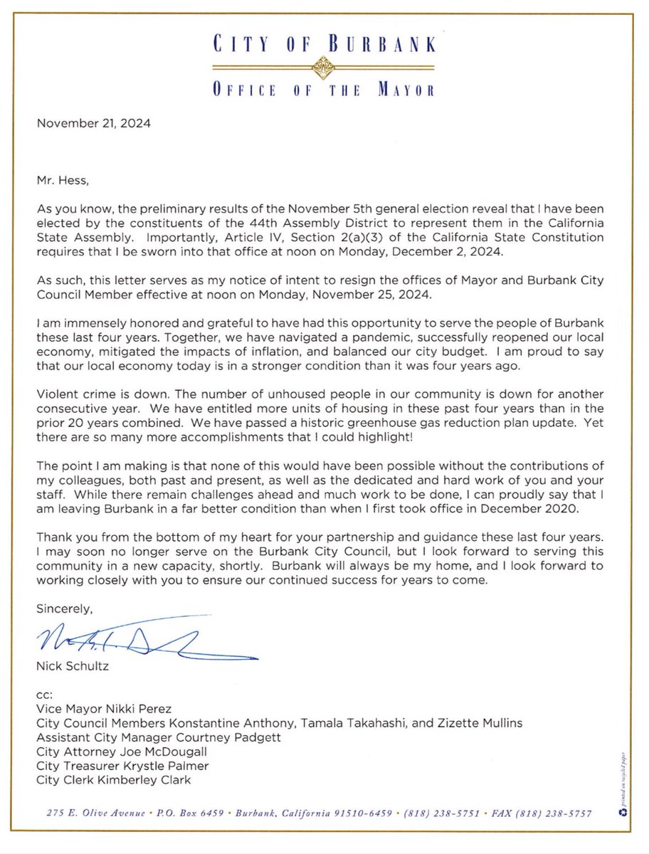 Former Mayor Nick Schultz tweet media