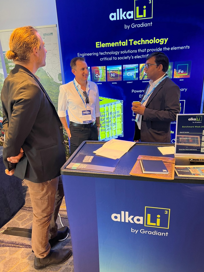 Gradiant_Corp's tweet image. Thanks to all who visited us during #BenchmarkWeek! 

It was a pleasure connecting &amp;amp; sharing how alkaLi is supporting sustainable growth in electrification as the industry’s first and only all-in-one, fully integrated solution for #lithiumproduction: alkali3.com