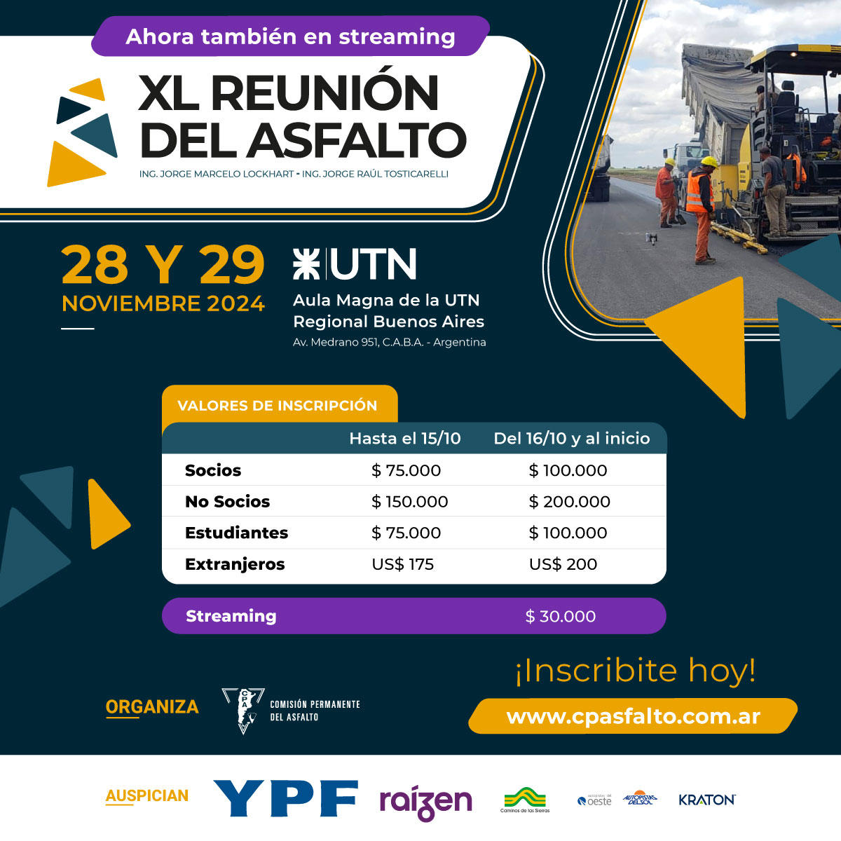FALTA 1 SEMANA para la XL REUNION del ASFALTO

👉Conoce el programa de actividades e inscribite aquihttps://cpasfalto.com.ar/xl-reunion-del-asfalto-2024/