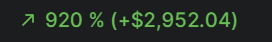 It is the year 2000, I dont think you would see this type of gain in a regular stock market.

It is 2024, tell me you can do 920% in a stock market, because I can't lol

Crypto is the new generational wealth in the next 50+ years.

Bring it on $btc $eth $xrp $sol $bnb