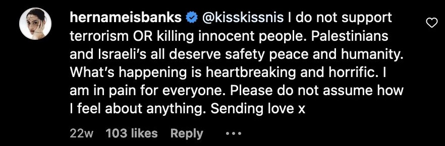 PhantomH3art's tweet photo. Dengan komentar sepositif ini aja, BANKS masih bisa dituduh dengan gampang Zionist, BRUNO MARS yang lipservice "I LOVE YOU" juga gitu. Emang gila hatrednya orang-orang ini.

Gue rasa kalian sama aja, ga ada bedanya. https://t.co/zsRuZp72nf