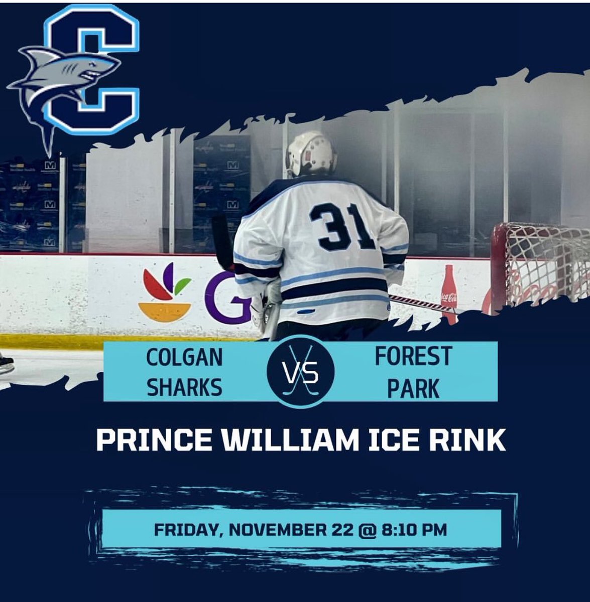 Come cheer on our sharks as they take on Forest Park! ❤️🏒🥅🦈