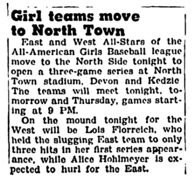 AAGCIII's tweet photo. In September 1947, the All-American Girls βΎ League played a 7-game All-β series in Chicago. 3 games were played @ Gill Stadium (1107 E 87th St), 3 @ North Town Currency/Thillens Stadium (3200 W Devon Ave), and 1 game @ Comiskey Park (324 W 35th St). #baseball #chicago #comiskey https://t.co/SZeKdkS9bv