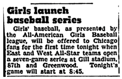AAGCIII's tweet photo. In September 1947, the All-American Girls βΎ League played a 7-game All-β series in Chicago. 3 games were played @ Gill Stadium (1107 E 87th St), 3 @ North Town Currency/Thillens Stadium (3200 W Devon Ave), and 1 game @ Comiskey Park (324 W 35th St). #baseball #chicago #comiskey https://t.co/SZeKdkS9bv