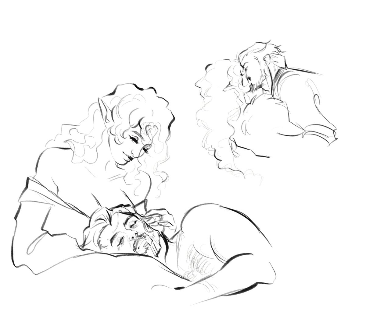 Rook x lucanis doodles,,,too burnt out to make proper art 🫰