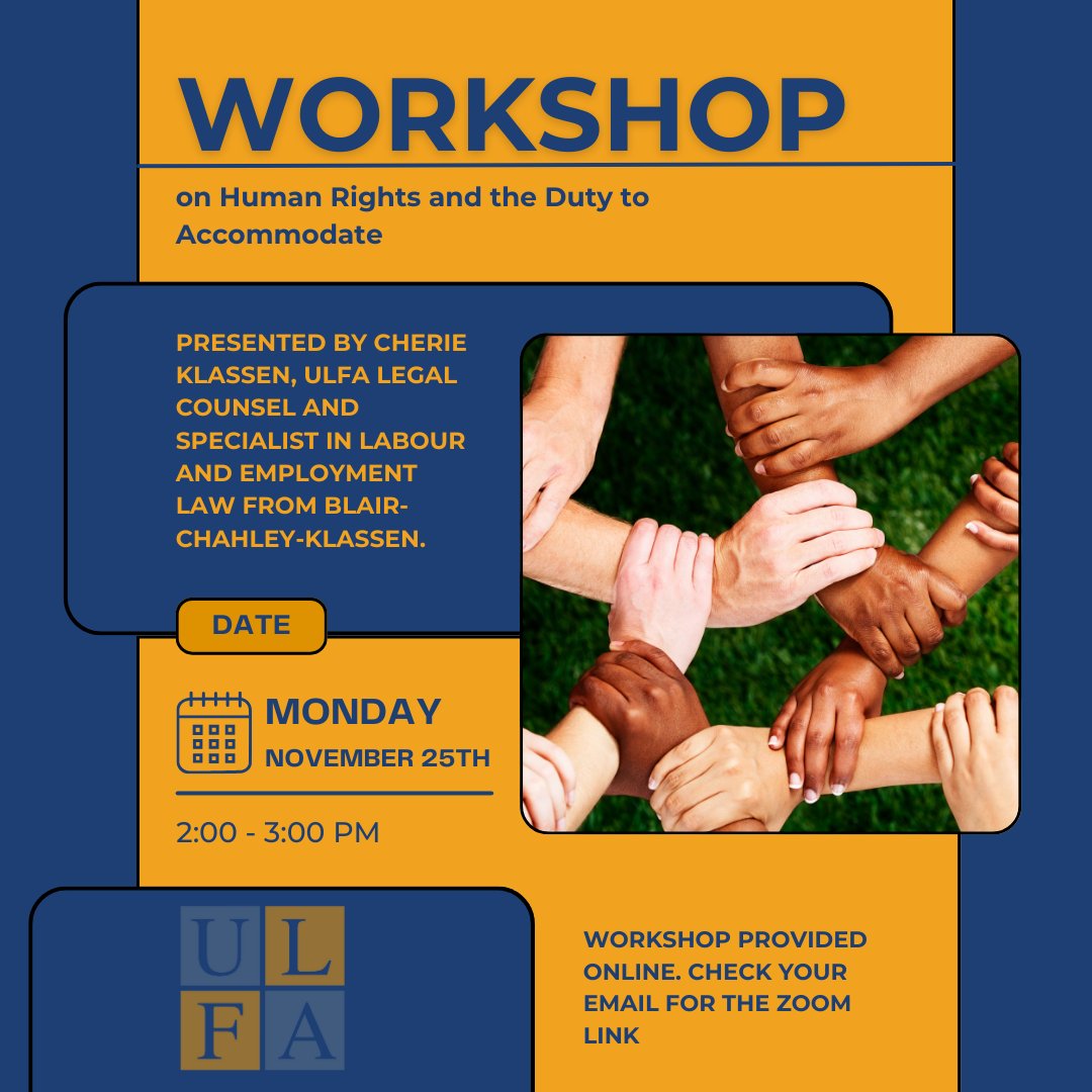 Understanding inclusion starts here. Join Cherie Klassen’s workshop on Human Rights and the Duty to Accommodate.
📅 Nov 25th | 🕑 2:00 PM
Online—check your email for the Zoom link!