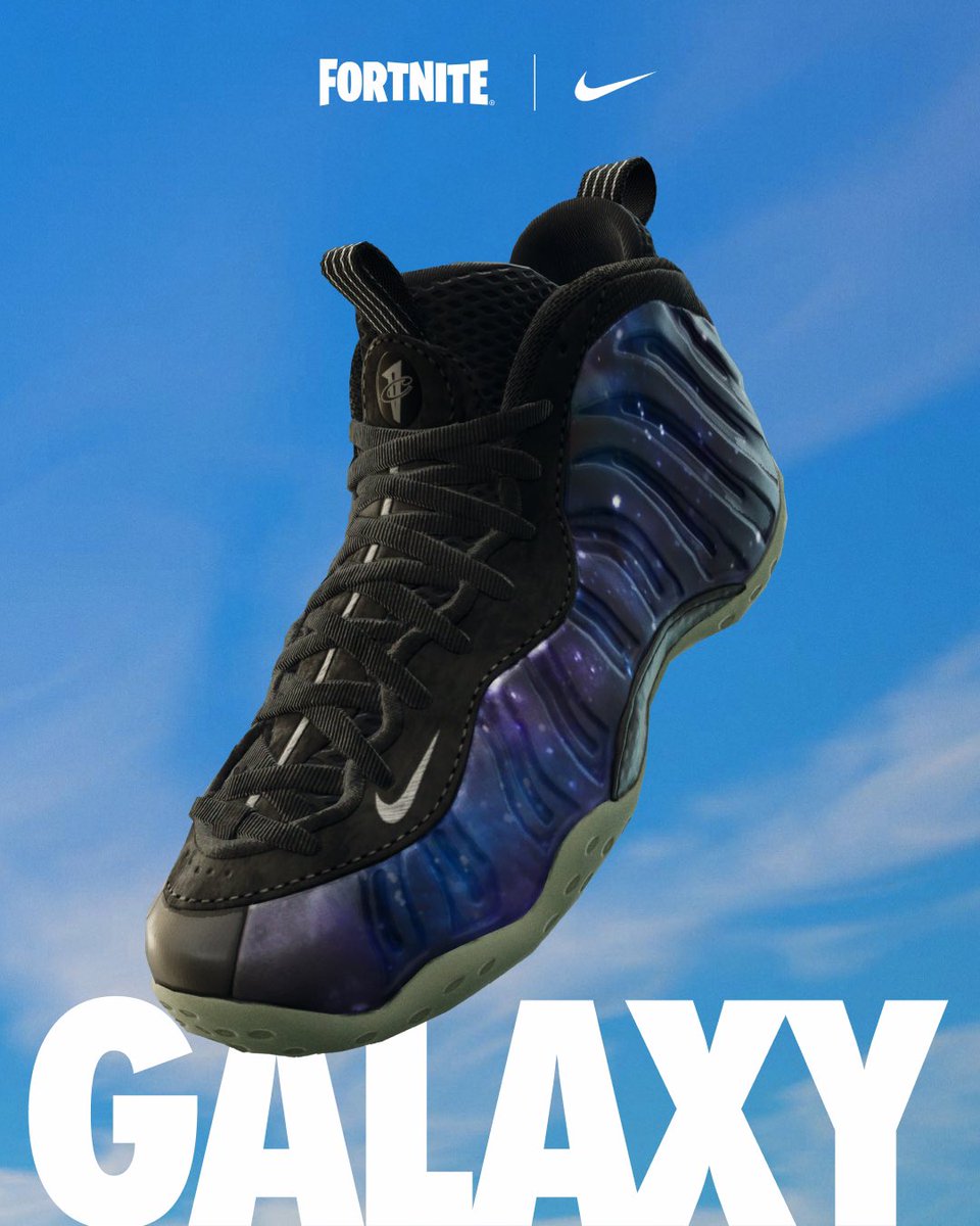 dotSWOOSH's tweet photo. Drop 1 of @FortniteGame Kicks features a few Nike classics. 

The Nike Air Foamposite One “Galaxy, Shox R4 “Comet Red” and Cortez “OG” are now live in The Fortnite Item Shop. 

Catch these styles while they’re in the Fortnite Shop and check back for the latest Kicks drop. https://t.co/4jkT2GXJTW